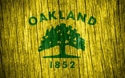 4k, オークランドの旗, アメリカの都市, オークランドの日, アメリカ合衆国, 木製のテクスチャフラグ, オークランド, カリフォルニア, カリフォルニアの都市, 米国の都市, カリフォルニア州オークランド