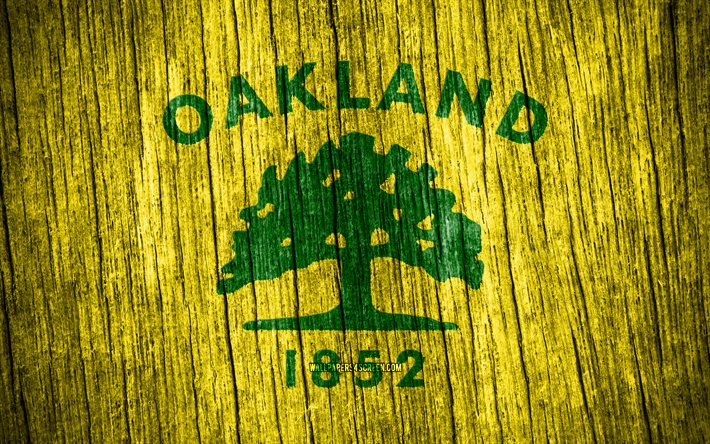 4k, bandiera di oakland, città americane, giorno di oakland, usa, bandiere di struttura in legno, oakland, california, città della california, città degli stati uniti, oakland california