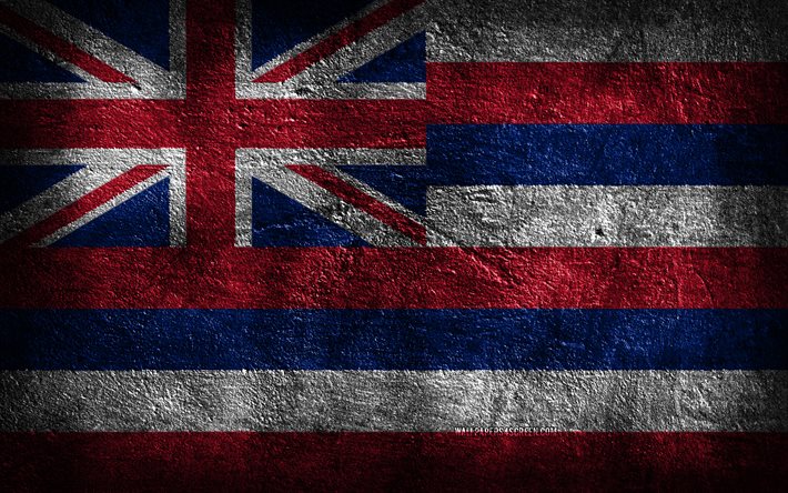 4k, hawaii-staatsflagge, steinstruktur, flagge des hawaii-staates, hawaii-flagge, tag von hawaii, grunge-kunst, hawaii, amerikanische nationalsymbole, hawaii-staat, amerikanische staaten, usa