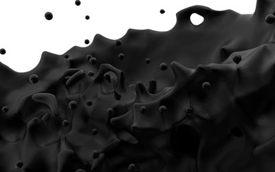 mustat 3d-aallot, 4k, mustat aaltoilevat taustat, aaltotekstuurit, tausta aalloilla, 3d-aallot, mustat abstraktit taustat, aaltokuviot, 3d-tekstuurit