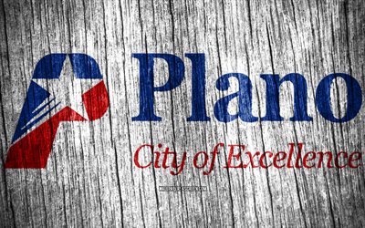 4k, flag of plano, amerikkalaiset kaupungit, day of plano, usa, puiset tekstuuriliput, planon lippu, plano, texasin osavaltio, texasin kaupungit, yhdysvaltain kaupungit, plano texas