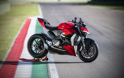 4k, Ducati Streetfighter V2, side view, 2022 bikes, raceway, red motorcycle, 2022 Ducati Streetfighter V2, italian motorcycles, Ducati