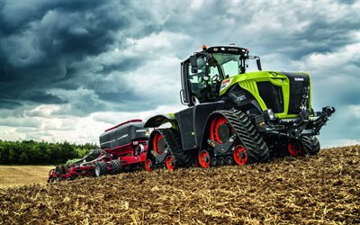 Claas 5000 Xerion, crawlers, 2020 tractors, agricultural machinery, tractor in the field, plowing field, HDR, agriculture, Claas