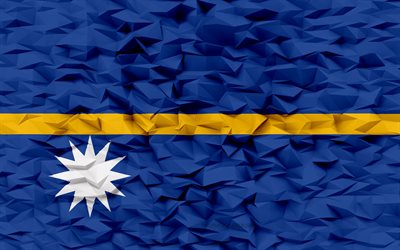 Flag of Nauru, 4k, 3d polygon background, Nauru flag, 3d polygon texture, Day of Nauru, 3d Nauru flag, Nauru national symbols, 3d art, Nauru