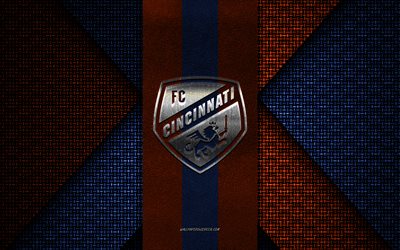 FC Cincinnati, MLS, blue orange knitted texture, FC Cincinnati logo, American soccer club, FC Cincinnati emblem, soccer, Cincinnati, USA