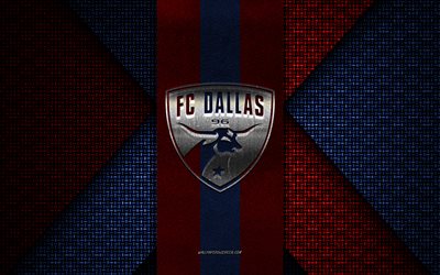 FC Dallas, MLS, blue red knitted texture, FC Dallas logo, American soccer club, FC Dallas emblem, soccer, Dallas, USA