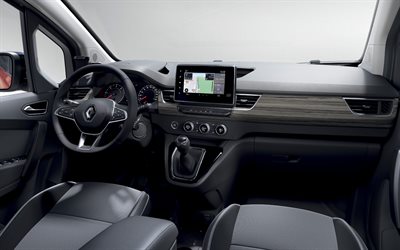 Renault Kangoo, 2022, inside view, front panel, interior, dashboard, Renault Kangoo interior, French cars, Renault