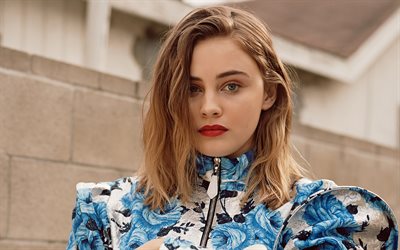 josephine langford, portrait, actrice australienne, photographie, robe bleue, star hollywoodienne, actrices populaires, belles femmes