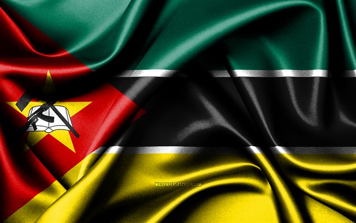 bandeira moçambicana4kpaíses africanostecido de bandeirasdia de moçambiquebandeira de moçambiqueondulado seda bandeirasmoçambique bandeiraáfricamoçambicana símbolos nacionaismoçambique
