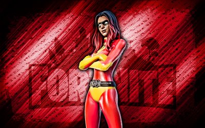 joltara fortnite, 4k, punainen diagonaalinen tausta, grunge-taide, fortnite, kuvitus, joltara skin, fortnite-hahmot, joltara, fortnite joltara skin