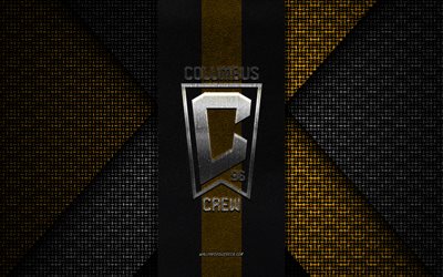 Columbus Crew, MLS, yellow black knitted texture, Columbus Crew logo, American soccer club, Columbus Crew emblem, soccer, Ohio, USA, Columbus Crew new logo