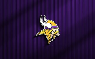4k, Minnesota Vikings 3D logo, NFL, violet 3D background, american football, Minnesota Vikings emblem, Minnesota Vikings logo, creative, american football team, Minnesota Vikings
