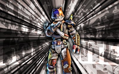 4k, catbash kitbash, fundo dos raios cinza, pele kitbash de catbash, fortnite catbash kitbash, art abstrato, fortnite catbash kitbash skin, personagens fortnite, fortnite, arte criativa