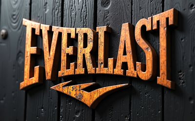 Everlast logo, 4k, creative art, Everlast 3d brown wooden logo, wooden backround, Everlast 3d logo, Everlast, 3d Everlast emblem