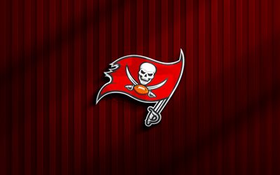 4k, tampa bay buccaneers 3d  logo, nfl, roter 3d  hintergrund, amerikanischer fußball, tampa bay buccaneers emblem, tampa bay buccaneers logo, kreativ, amerikanische fußballmannschaft, tampa bay buccaneers