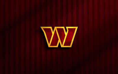 4k, washington commanders 3d logo, nfl, background 3d marrone, football americano, emblema dei comandanti di washington, logo dei comandanti di washington, creativo, team di calcio americano, comandanti di washington