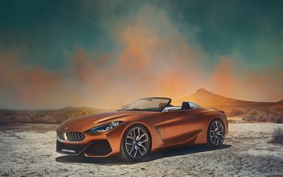 4k, BMW Concept Z4 de 2017, los coches, el desierto, el roadster de BMW