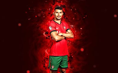 4k, matheus nunes, خلفية تجريدية حمراء, فريق كرة القدم الوطني البرتغال, لاعبي كرة القدم البرتغاليين, أضواء النيون الحمراء, matheus nunes 4k, كرة القدم, الفرق الوطنية, أوروبا, فريق matheus nunes portugal