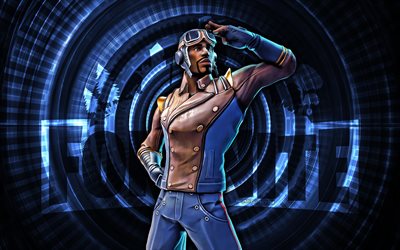 maximiliano fortnite, 4k, fondo espiral azul, fortnita, creativo, piel maximiliana, piel de fortnite maximilian, maximiliano, personajes de fortnite
