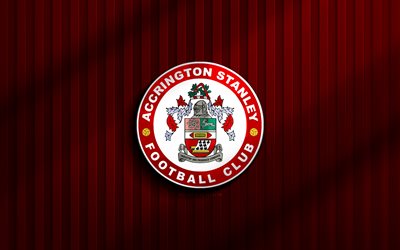 4k, accrington stanley fc logotipo 3d, liga dos, fondo 3d rojo, fútbol, accrinton stanley fc emblema, logotipo de acrington stanley fc, accrington stanley fc, fútbol americano, club de fútbol inglés, accrington stanley