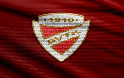 logotipo de tela dvtk fc, 4k, fondo de tela roja, nb yo, bokeh, fútbol, logotipo dvtk fc, fútbol americano, dvtk fc emblema, dvtk fc, club de fútbol húngaro, dvtk