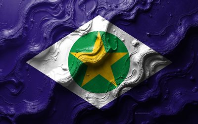 mato grosso  flagga, 4k, stenvågstruktur, mato grosso, 3d mato grosso  flagga, brasilien, mato grosso state flag, flaggor av brasilianska stater
