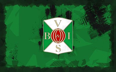 varbergs bois grunge logo, 4k, supettan, fond grunge vert, football, emblème de varbergs bois, logo varbergs bois, varbergs bois, club de football suédois, varbergs fc