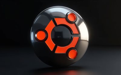 4k, ubuntu chrome logo, kreativ, schwarzer hintergrund, minimalismus, ubuntu metal logo, kunstwerk, ubuntu 3d  logo, ubuntu logo, os  marken, ubuntu, linux ubuntu