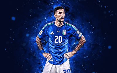 ماتيا زاكاجني, 4k, أضواء النيون الزرقاء, إيطاليا الفريق الوطني لكرة القدم, لاعبي كرة القدم الإيطاليين, ماتيا زاكاجني 4k, كرة القدم, الفرق الوطنية, فريق ماتيا زاكاجني إيطاليا, أزوري