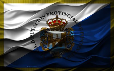 4k, bandera de pontevedra, ciudades de españa, bandera de pontevedra 3d, españa, textura 3d, día de pontevedra, símbolos nacionales españoles, arte 3d, pontevedra