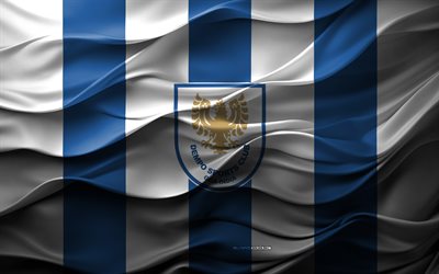 4k, logotipo de dempo sc, fondo 3d blanco blanco, i league, dempo sc emblema, equipo de fútbol indio, bandera dempo sc, textura 3d, india, dempo sc, fútbol americano, fútbol