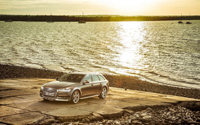 des universaux, en 2015, l'Audi A6 Allroad Quattro, plage, coucher de soleil