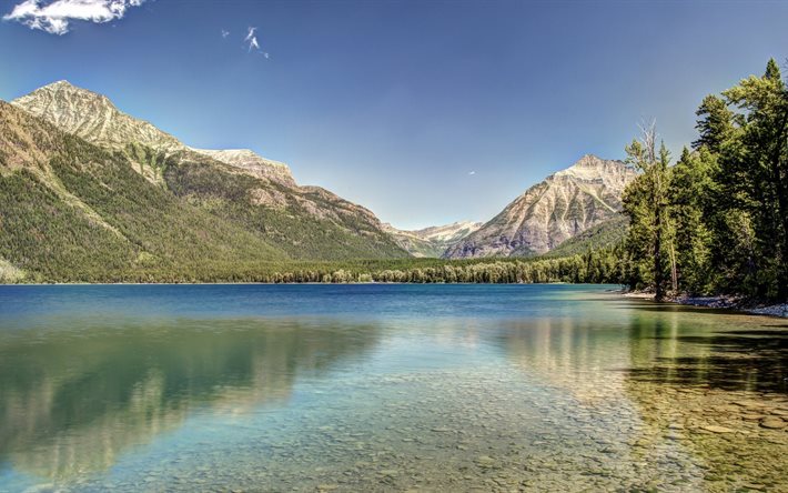 mountain lake, clean water, mountains