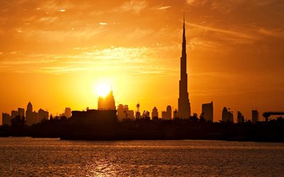 संयुक्त अरब अमीरात, सुबह, दुबई, बुर्ज खलीफा, गगनचुंबी इमारतों