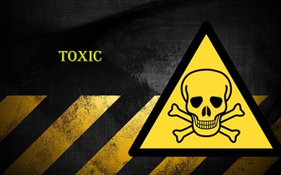 el signo de toxicidad, señales de advertencia, negro y fondo amarillo
