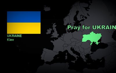 karta över europa, europa, ukraina, ukrainska flaggan