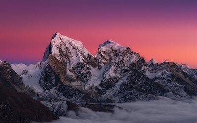 sunset, red sky, mountains, gori, snow-covered rocks, the event, cervone sky