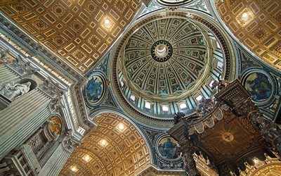 arkitektur, michelangelos kupol, målade väggar, vatikanen