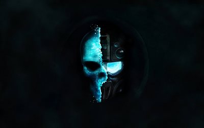 cranio, la maschera, il neon, il fantasma