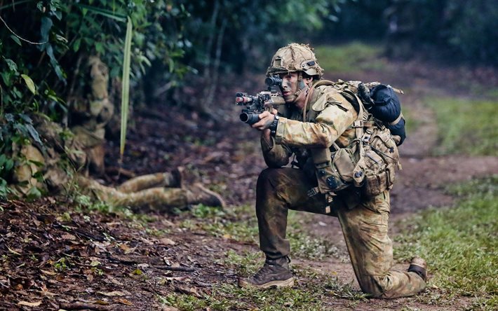 fantassin, de camouflage, de l'armée australienne, militaire