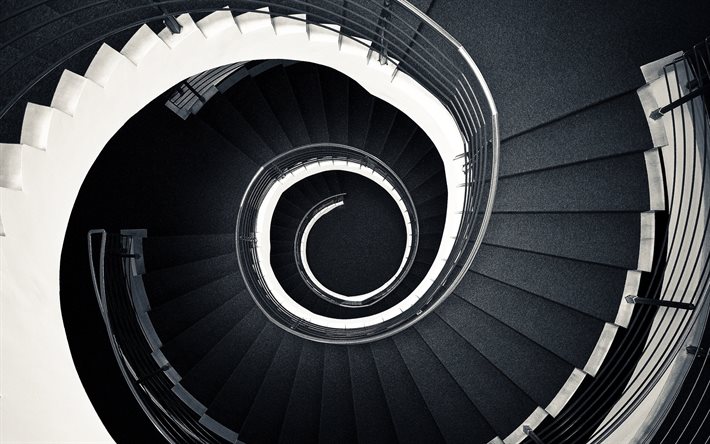escalier circulaire, étapes, shtinky