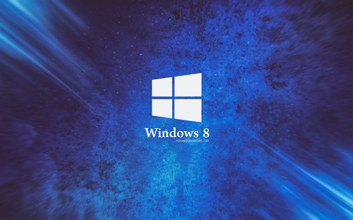 windows 8, logo, mavi arka plan