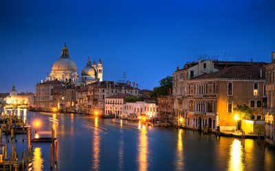 venecia, italia, el gran canal, la noche en venecia