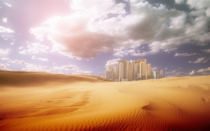 desierto, un montón de arena, postale