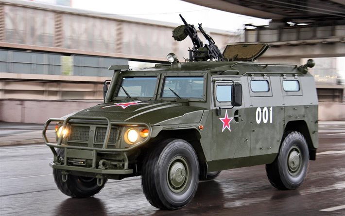 gaz-233014 tiikeri, venäjä, armeijavariantti, panssaroitu auto