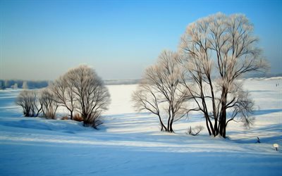 drawn winter, winter landscape, the picture winter