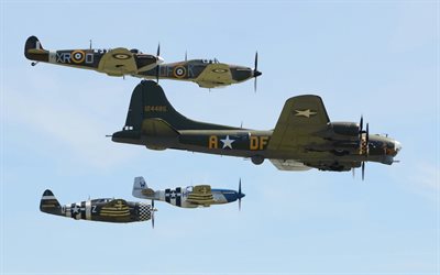a força aérea dos eua, boeing, b-17, p-51, p-47, bombardeiro, p-51 mustang, r-47 \\\"thunderbolt\\\"