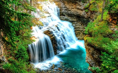 agua azul, de hermosas cascadas, rocas, cascadas