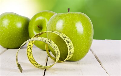 dimagrimento, perdita di peso, verde mela, frutto, dieta, un insieme di forma, reset peso, mela verde