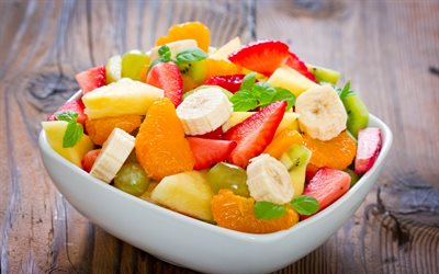 pilkotut hedelmät, fruktovi salaatti, salaatit, terveellinen ruoka, hedelmät, hedelmäsalaatti, salati